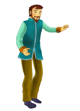 yakışıklı prens ve beyaz arka plan - illüstrasyon çocuklar için çizgi film sahne