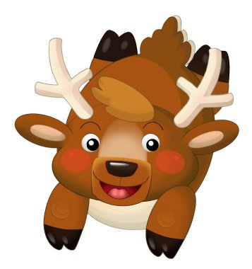 Çalışan - beyaz arka planda - vektör çizim çocuklar için izole karikatür mutlu ren geyiği