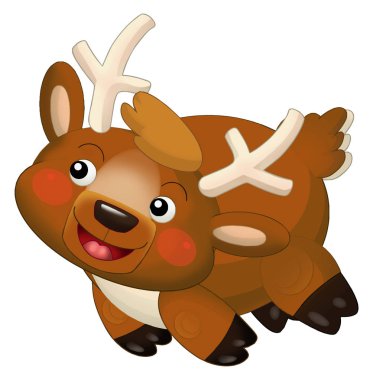 Çalışan - beyaz arka planda - vektör çizim çocuklar için izole karikatür mutlu ren geyiği