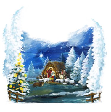 farklı kullanım için kutsal aile ile geleneksel Noel sahne