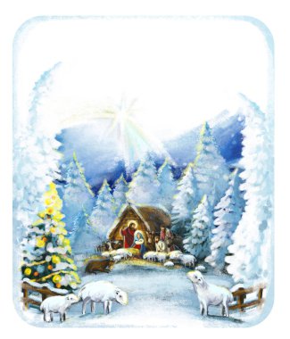 farklı kullanım için kutsal aile ile geleneksel Noel sahne