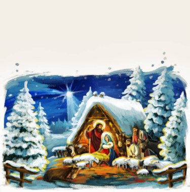 farklı kullanım için kutsal aile ile geleneksel Noel sahne