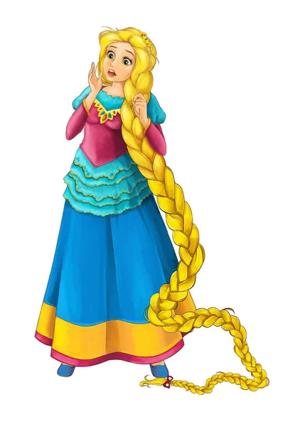 Kreslené Pohádky Charakter Happy Princezna Stojící Při Pohledu Překvapil Ilustrace — Stock fotografie