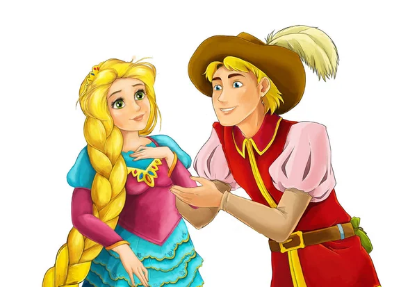 cartoon fairy tale characters - royal family woman and man - husband and wife on white background - illustration for children