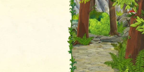 Γελοιογραφία Σκηνή Όμορφο Άγριο Δάσος Χώρο Για Κείμενο Εικονογράφηση Για — Φωτογραφία Αρχείου