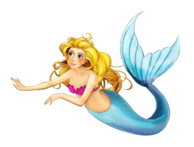 çizgi film genç prenses - güzel marmaid yüzme - çocuklar için resimde gülümseyen