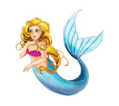 çizgi film genç prenses - güzel marmaid yüzme - çocuklar için resimde gülümseyen