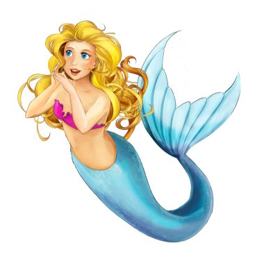 çizgi film genç prenses - güzel marmaid yüzme - çocuklar için resimde gülümseyen