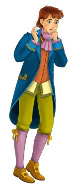 güzel ve yakışıklı prens ve beyaz arka plan - illüstrasyon çocuklar için çizgi film sahne