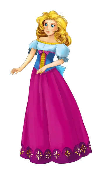 Cartoon Szene Mit Einer Schönen Prinzessin Auf Weißem Hintergrund Illustration — Stockfoto