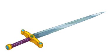 Ortaçağ kılıç - illüstrasyon çocuklar için çizgi film sahne