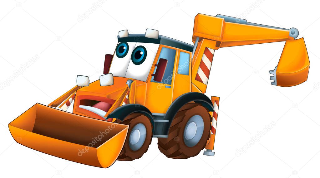 Illustrazione stock Escavatore Divertente Cartone Animato Sfondo