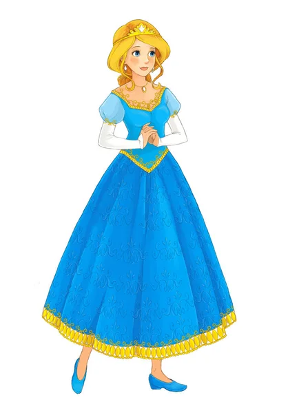 带有白色背景的美丽公主的卡通片 儿童插图 — 图库照片