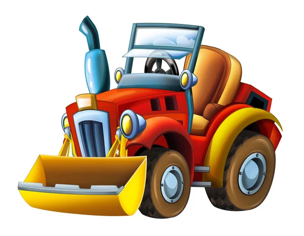 Cartoon Farm Tractor Excavator White Background Illustration Children — Stock Photo, Image