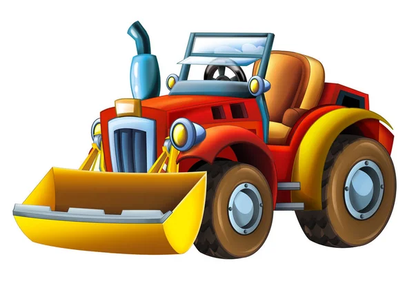 Pelle Tracteur Agricole Bande Dessinée Sur Fond Blanc Illustration Pour — Photo