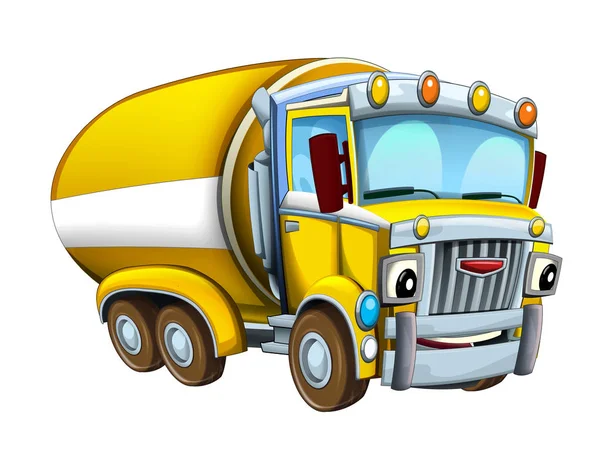 Cartoon Szczęśliwy Wyglądający Zabawny Ulicy Ciężarówka Cysterna Sprzątaczka Białym Tle — Zdjęcie stockowe