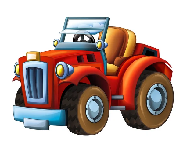 动画片农场拖拉机挖掘机 在白色背景 例证为孩子 — 图库照片