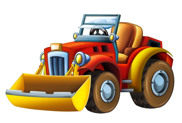 Cartoon farm tractor excavator - on white background - illustration for the children