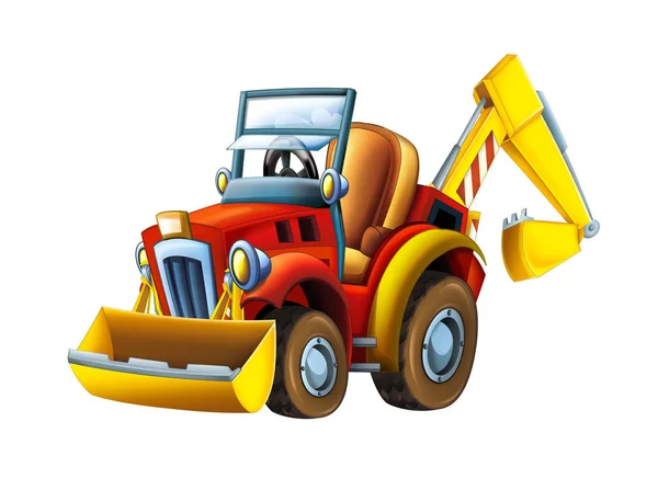 Excavadora Tractores Granja Dibujos Animados Sobre Fondo Blanco Ilustración Para — Foto de Stock
