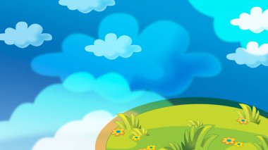 Yaz karikatür veya metin - illüstrasyon çocuklar için için yer ile doğa arka plan bahar