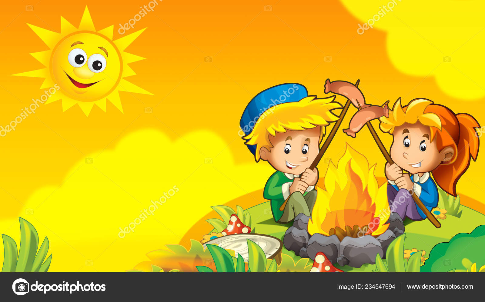 Cartoon Summer Background Space Text Illustration