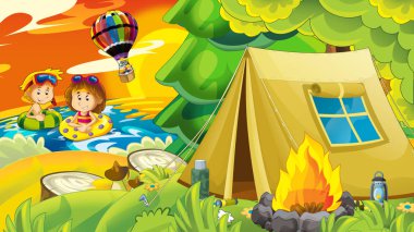 Sahilde deniz ya da okyanus - Gösterim amacıyla çocuklar eğleniyor oynayan çocuklar