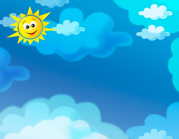 Cartoon Sommer Himmel Hintergrund Mit Platz Für Text Illustration Für — Stockfoto
