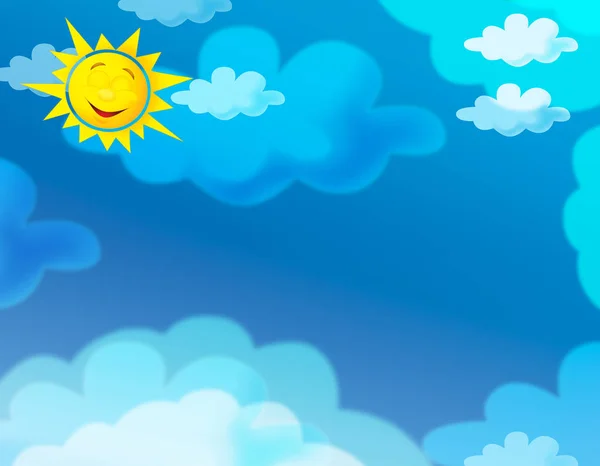 Cartoon Sommer Himmel Hintergrund Mit Platz Für Text Illustration Für — Stockfoto