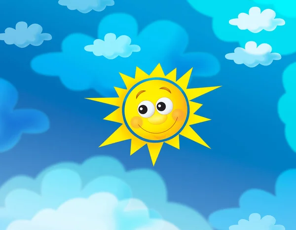 Cartoon Summer Sky Background Space Text Illustration Children — Stock Photo, Image
