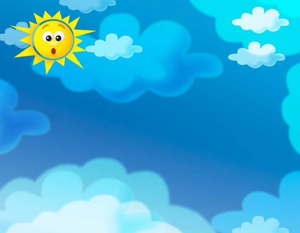 Cartoon Summer Sky Background Space Text Illustration Children — Stock Photo, Image