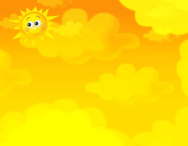 Мультяшне Літнє Небо Щасливий Сонце Фон Простором Тексту Ілюстрація Дітей — стокове фото