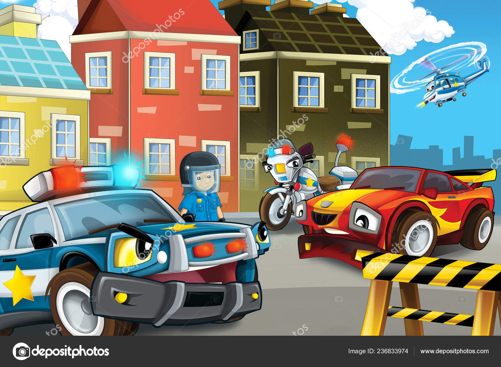 Pack de 2 desenhos animados R / c carro de polícia e controle de