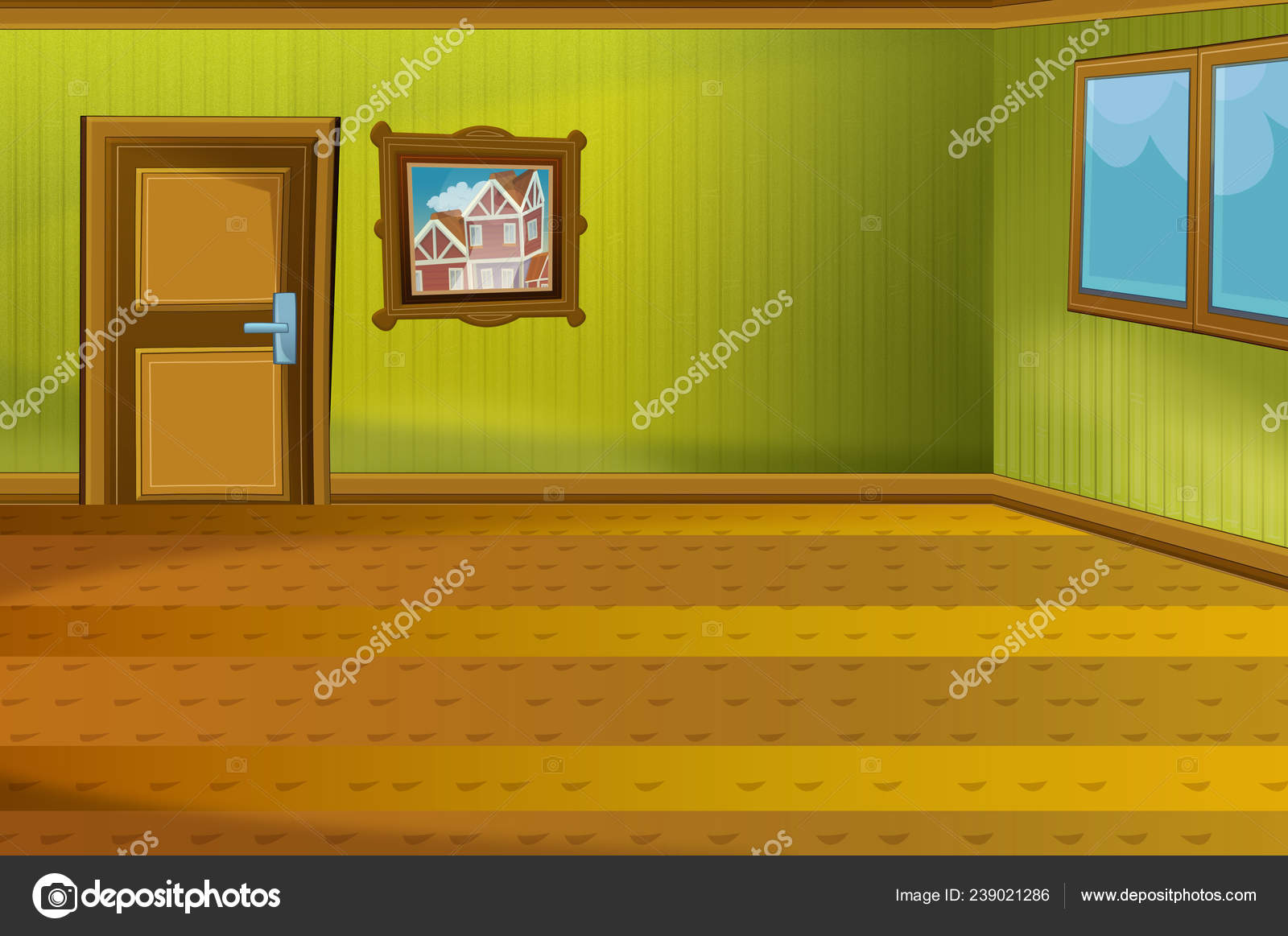 Cartoon Scene House Interior Hall Illustration Children Stock Photo by  ©illustrator_hft 239021286