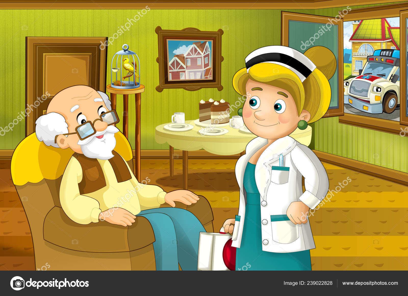 Cartoon Living Room Stok Foto