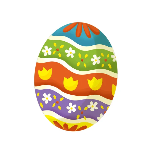 Cartoon Happy Easter Scene Colorful Easter Egg White Background Illustration — Stock Photo, Image