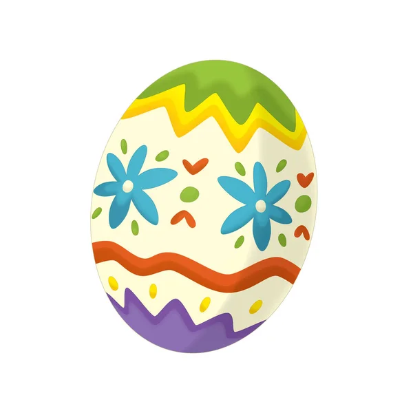 Cartoon Happy Easter Scene Colorful Easter Egg White Background Illustration — Stock Photo, Image