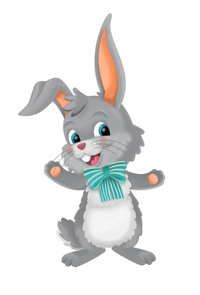Dibujos Animados Feliz Conejo Pascua Sobre Fondo Blanco Ilustración Para —  Fotos de Stock