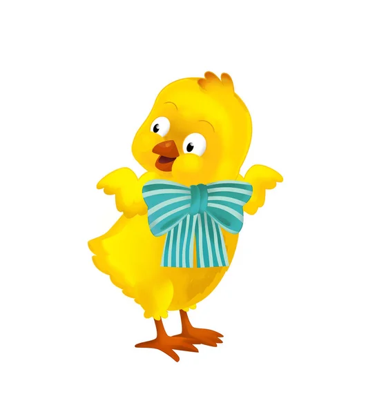 Cartoon Happy Easter Chicken White Background Illustration Children — Stock Photo, Image