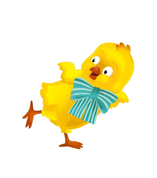 Cartone Animato Pollo Pasquale Felice Sfondo Bianco Illustrazione Bambini — Foto Stock