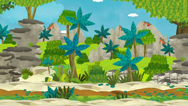 Cartoon scene of wild land - illustration for the children