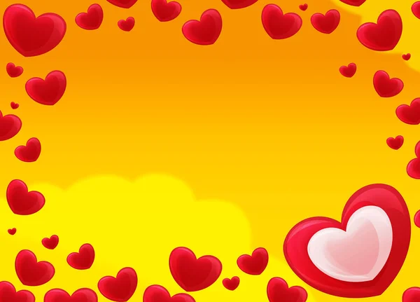 Moldura Desenhos Animados Com Corações Valentines Ilustração Para Crianças — Fotografia de Stock