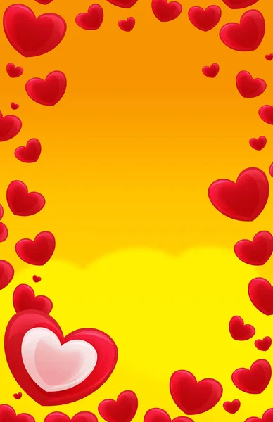 Cartoon Frame Hearts Valentines Illustration Children — Stock Photo, Image