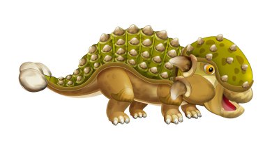 Beyaz arka planda - çocuklar için illüstrasyon izole karikatür dinozor Euplocephalus-
