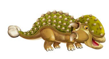 Beyaz arka planda - çocuklar için illüstrasyon izole karikatür dinozor Euplocephalus-