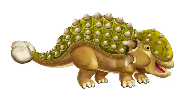 Tecknad Dinosaurie Euoplocephalus Isolerad Vit Bakgrund Illustration För Barn — Stockfoto