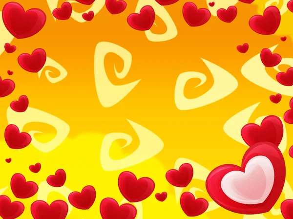 Moldura Desenhos Animados Com Corações Valentines Ilustração Para Crianças — Fotografia de Stock