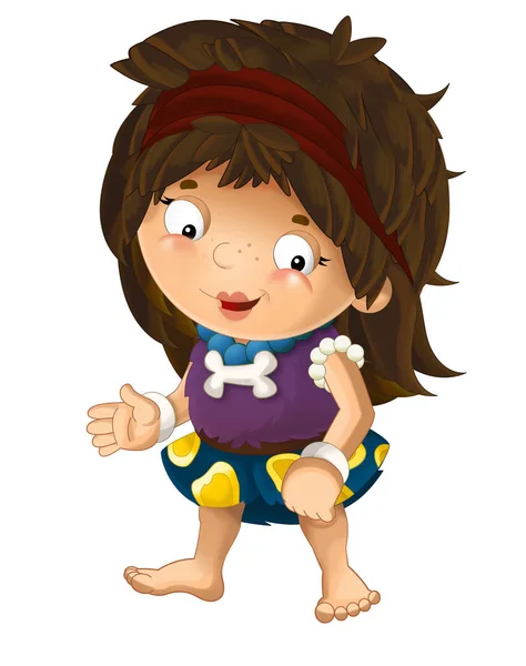 Cartoon Scene Happy Caveman Barbarian Warrior Woman White Background Illustration — Stock Photo, Image