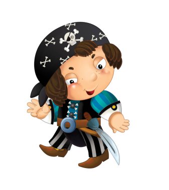 korsan adam beyaz arka planda - illüstrasyon çocuklar için çizgi film sahne