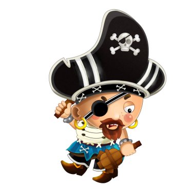 korsan adam Kaptan beyaz arka planda - illüstrasyon çocuklar için çizgi film sahne