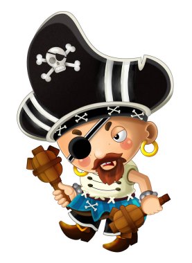 korsan adam Kaptan beyaz arka planda - illüstrasyon çocuklar için çizgi film sahne